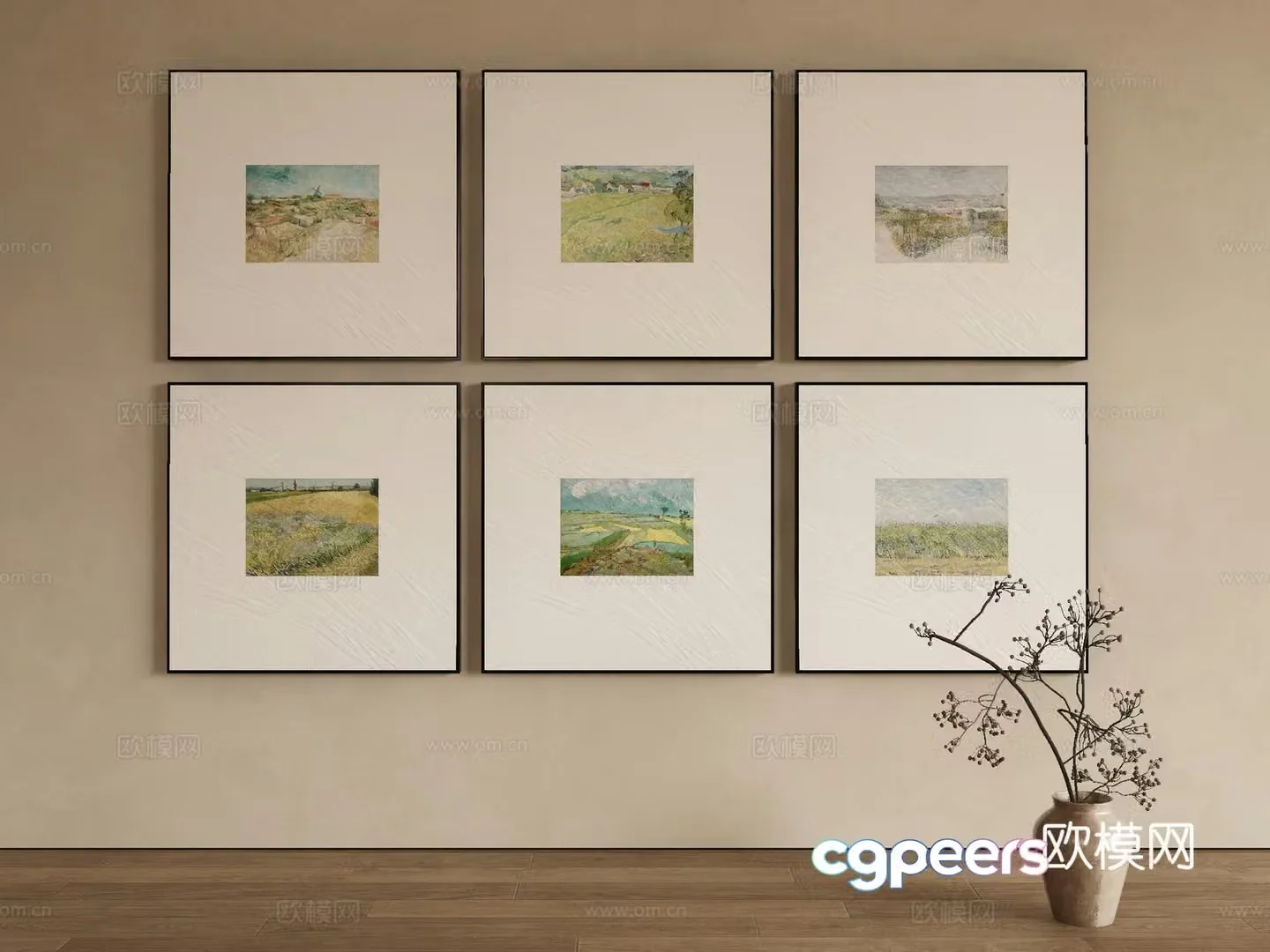 Modern oil painting landscape painting decorative painting 3d model
