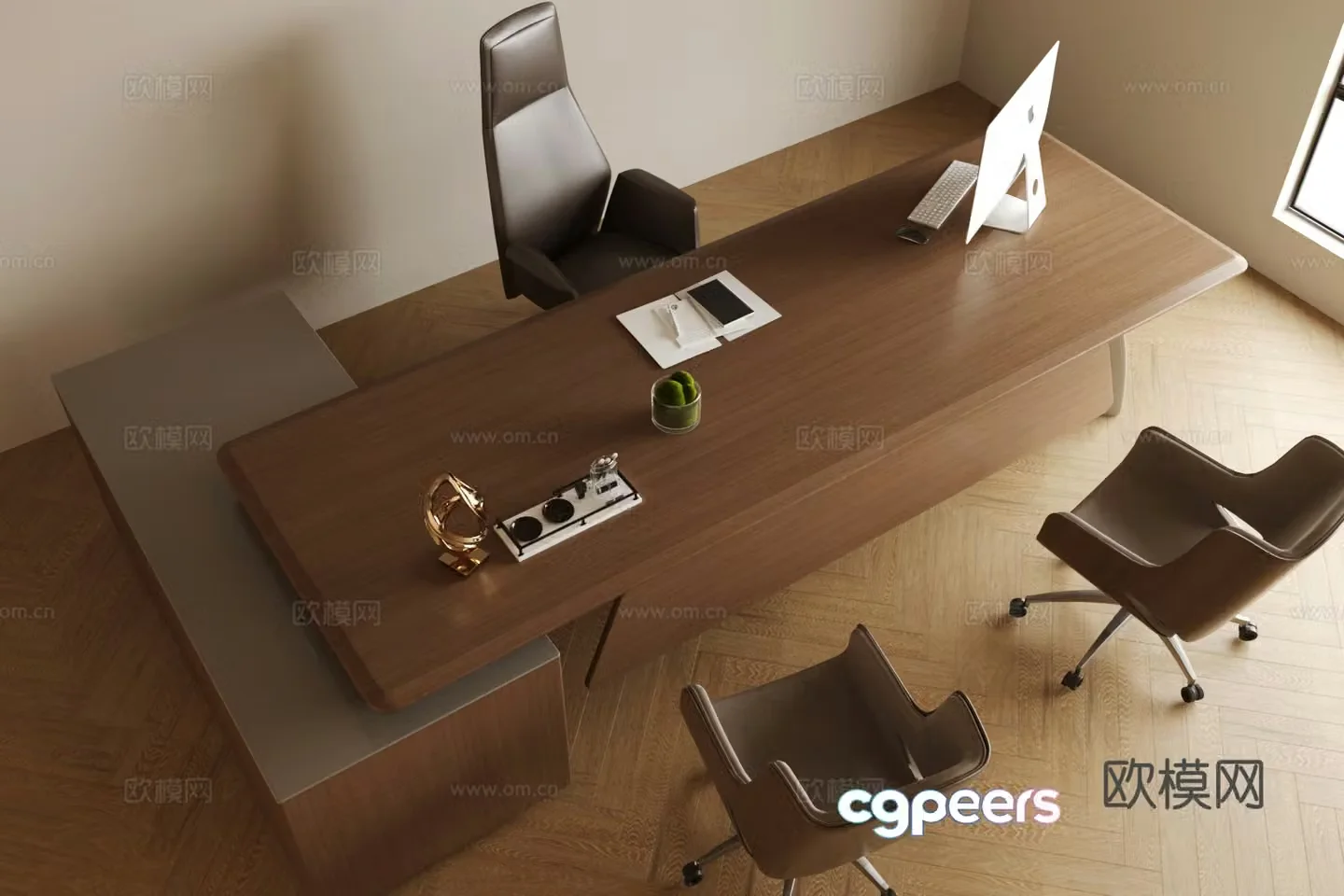 Modern Italian office desk and chair Modern office desk and chair Boss table Large class desk President desk 3D model