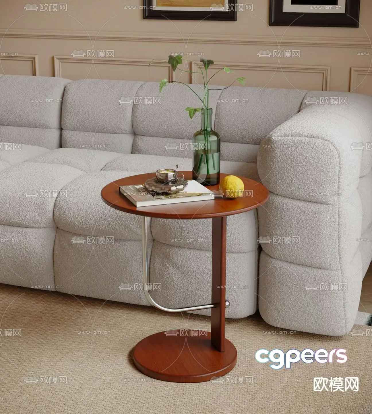 Medieval style corner table round table sofa side table 3D model