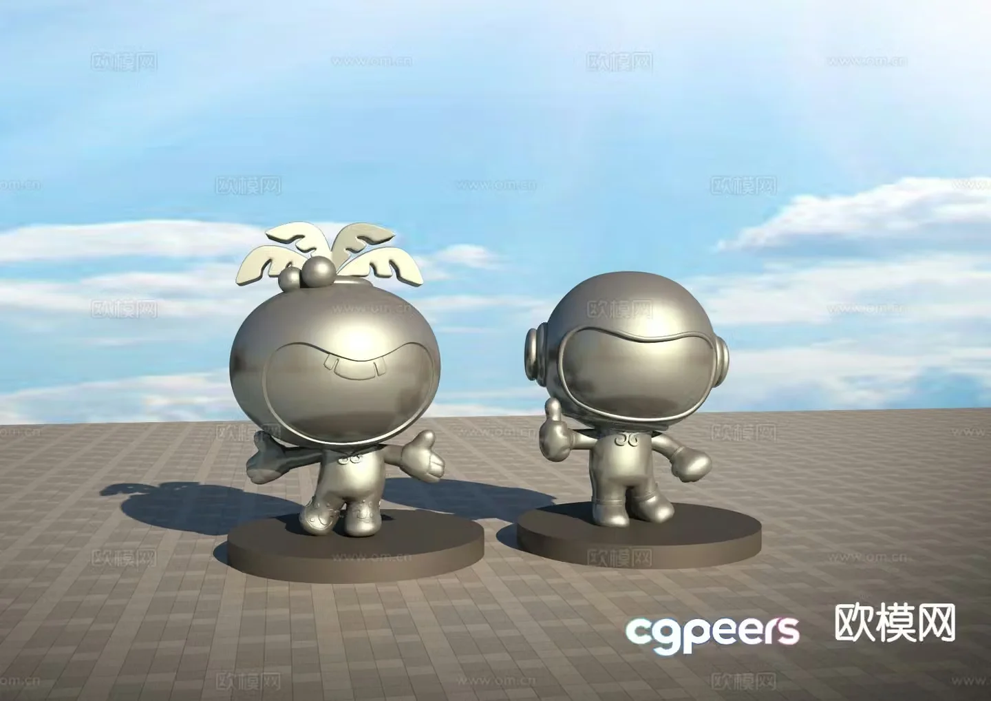 Cartoon coconut sculpture 3d model