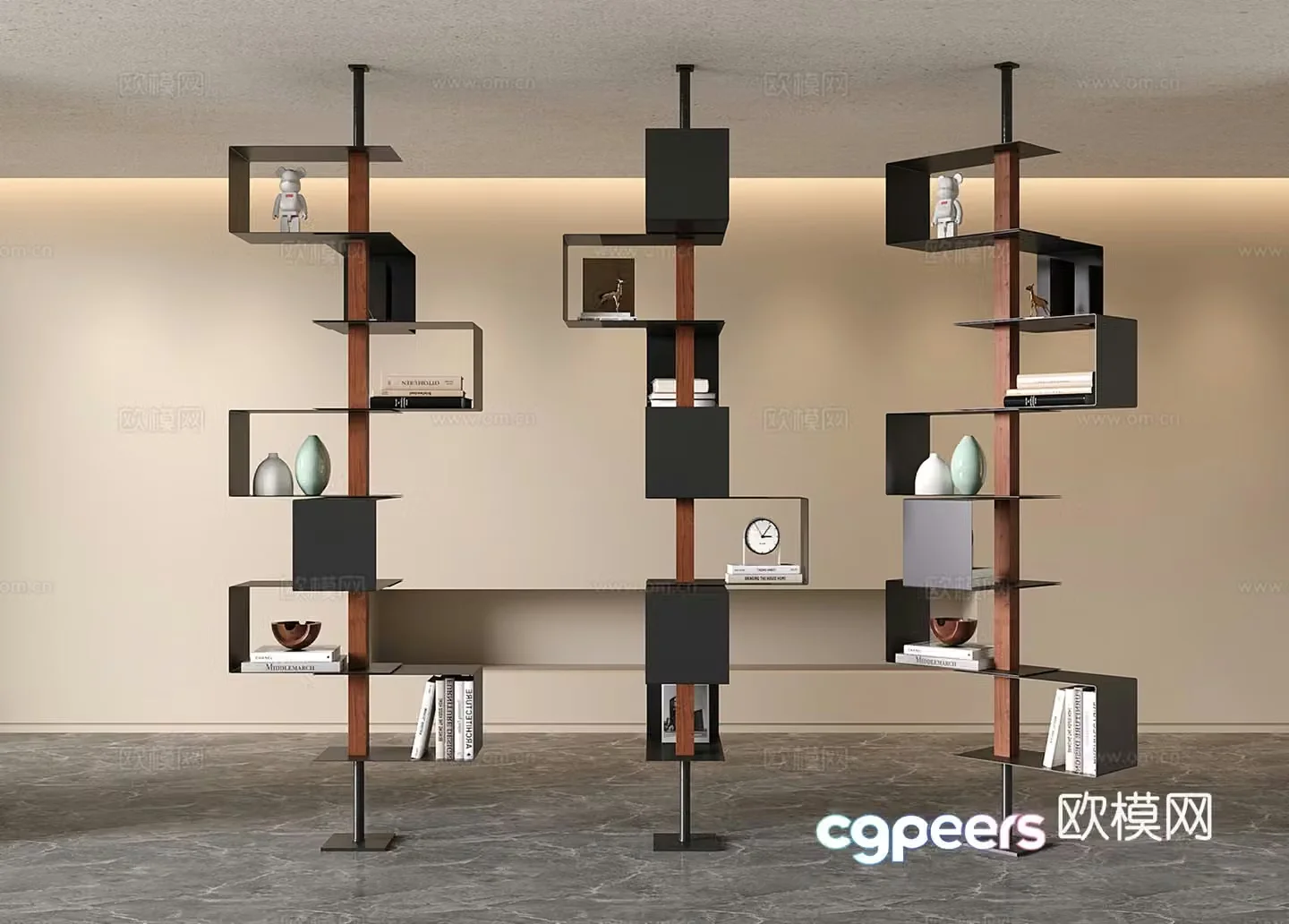 Modern decorative shelf bookshelf 3d model