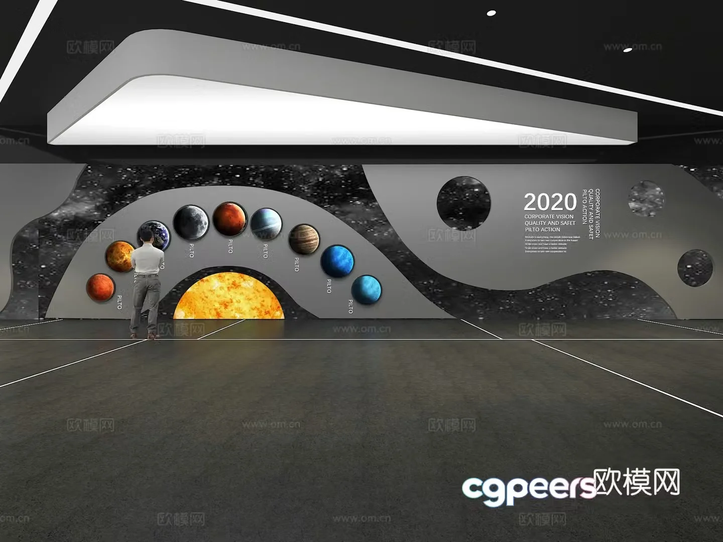 Cultural wall Cosmic cultural wall Display wall Theme wall Exhibition hall Campus culture Corridor 3D model