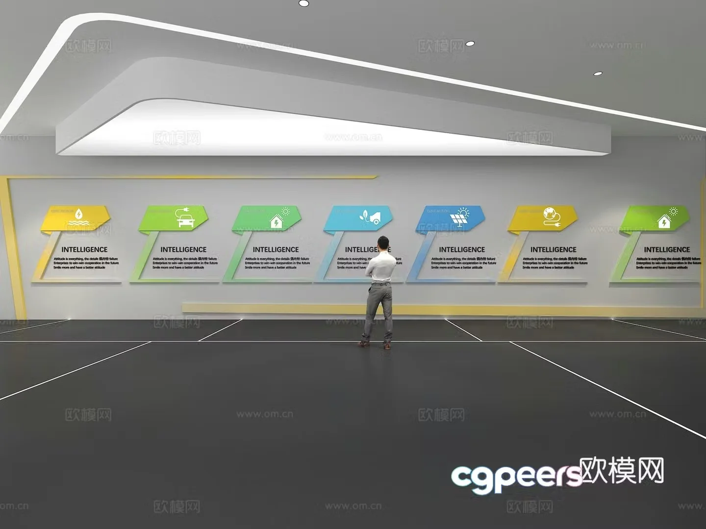 Cultural wall Corporate culture wall Education Theme wall Exhibition hall Campus culture Corridor 3D model