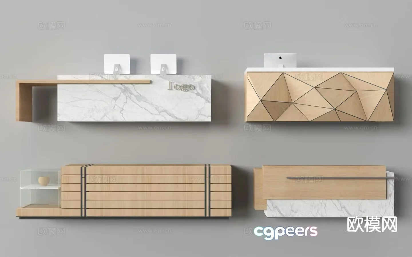 Modern front desk reception desk service desk 3d model