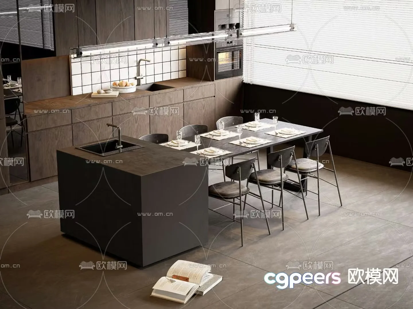 Nakajima dining table and chairs 3d model