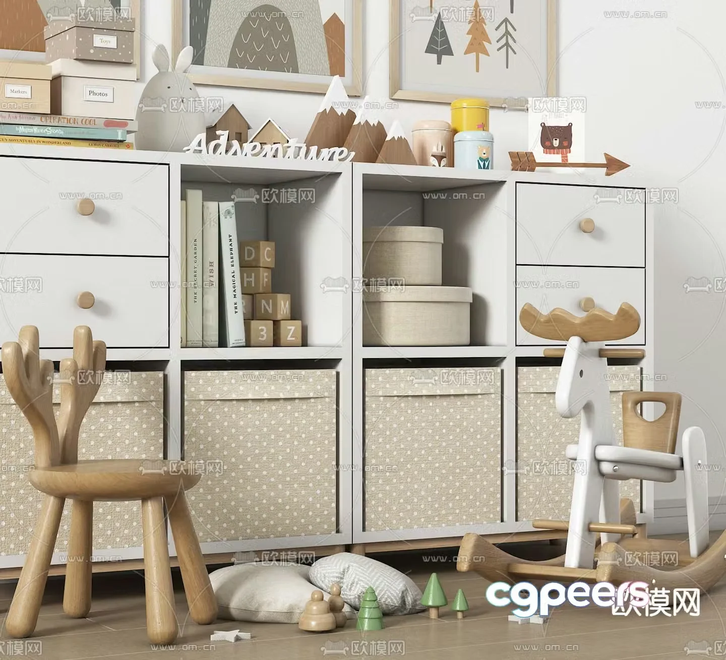 Modern children’s toy decorative storage cabinet 3d model