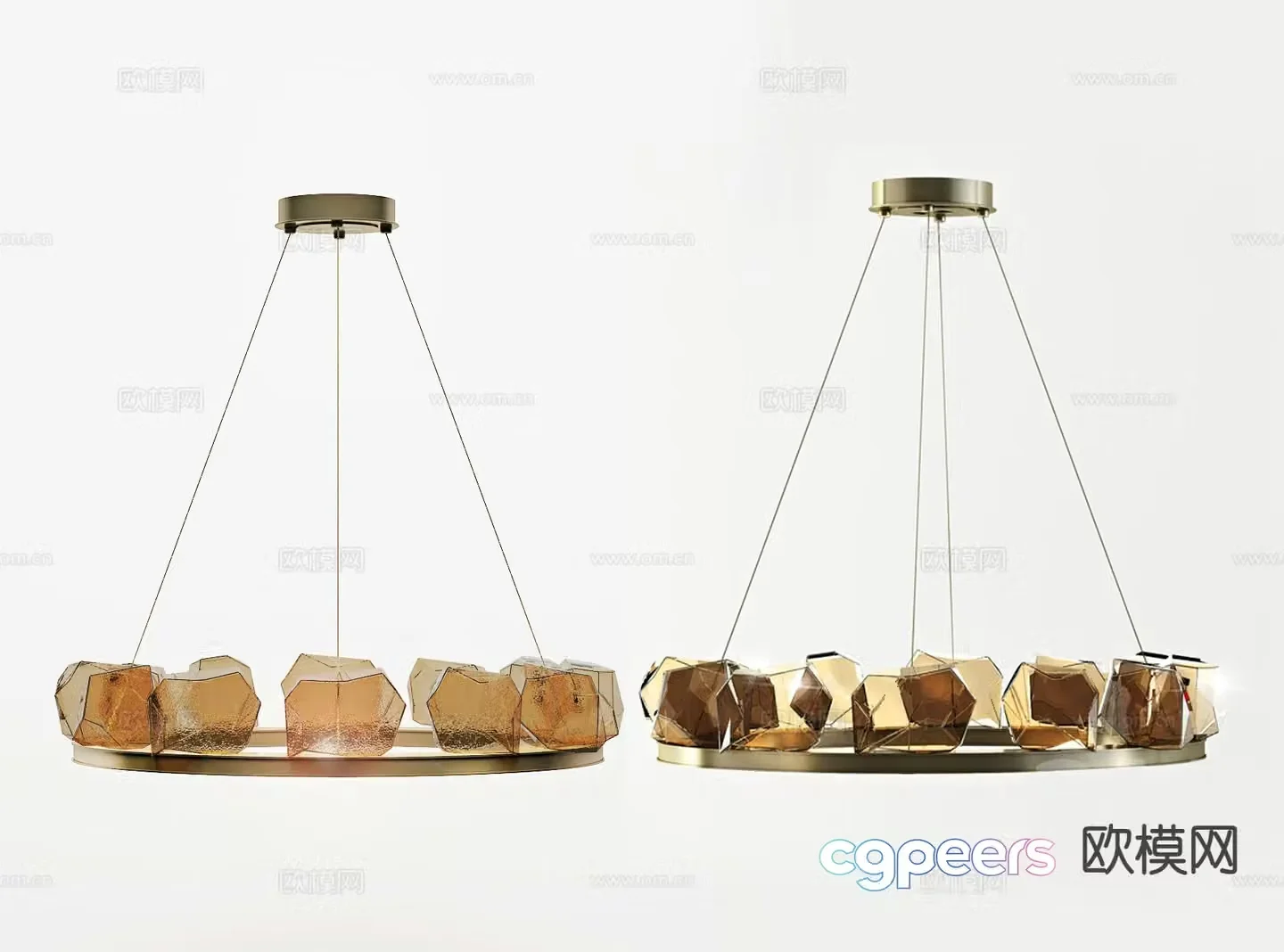 Modern cut gem chandelier 3d model