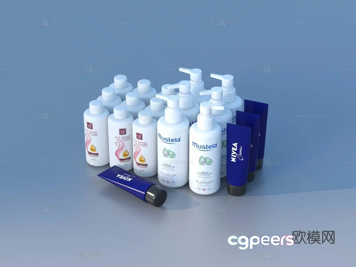 Cosmetics Shampoo Shower Wash Conditioner 3D Model