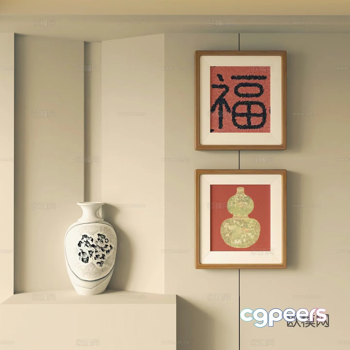 New Chinese style decorative hanging paintings Decorative ornaments 3D model