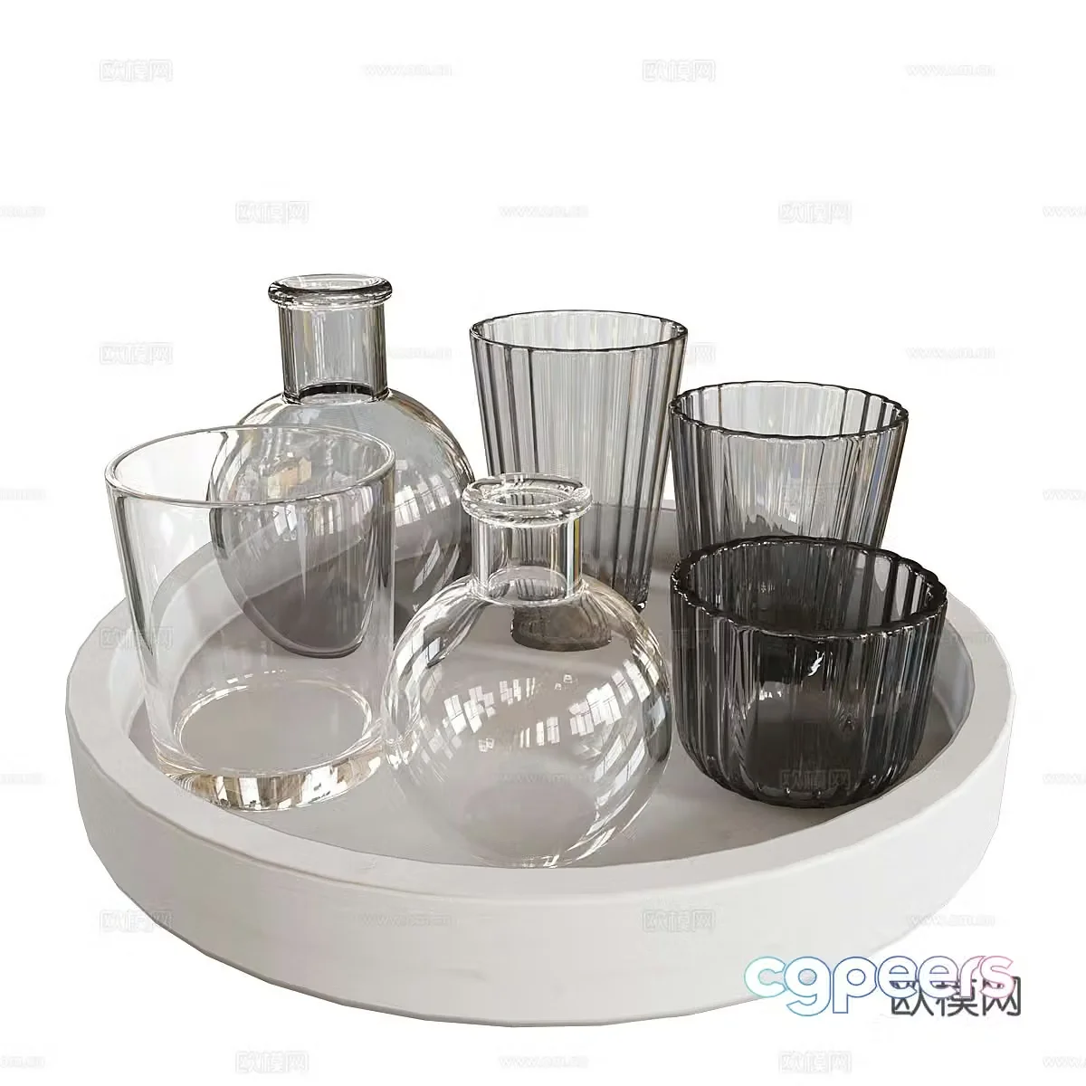 Modern Italian minimalist tea set 3D model