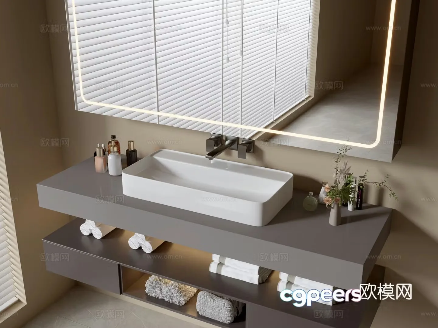 Modern bathroom cabinet bathroom basin bathroom ornaments mirror cabinet sink 3d model
