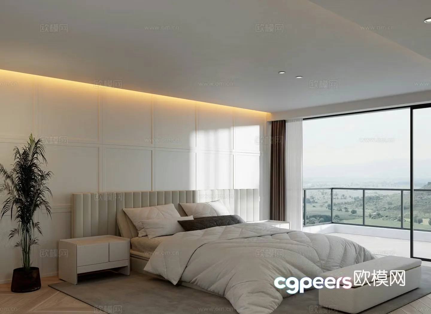 French minimalist master bedroom master lightless master bedroom advanced gray master bedroom 3D model