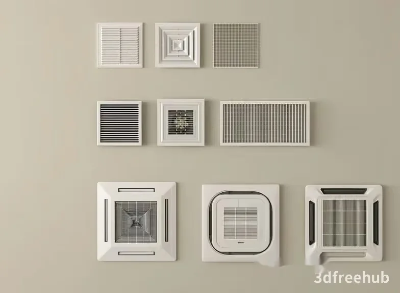 A Collection Of White Vents 3D Model – 22254 – VRAY Render