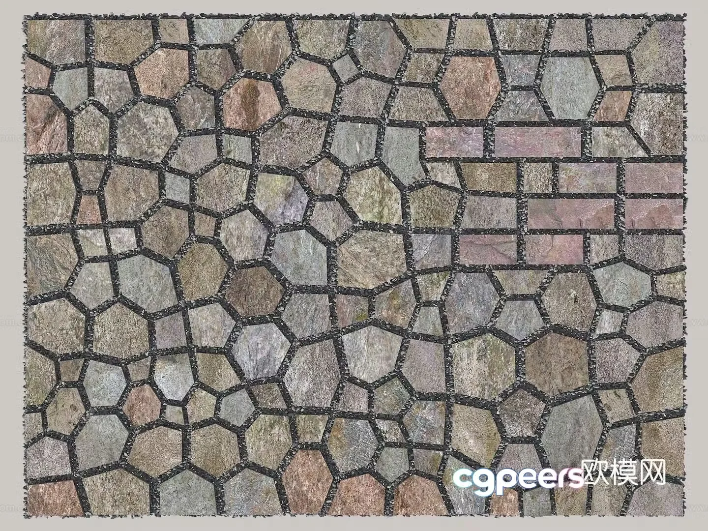 Ice crack paving Ice crack cement brick Ice crack embedded soft stone crushed square bricks Square paving 3D model