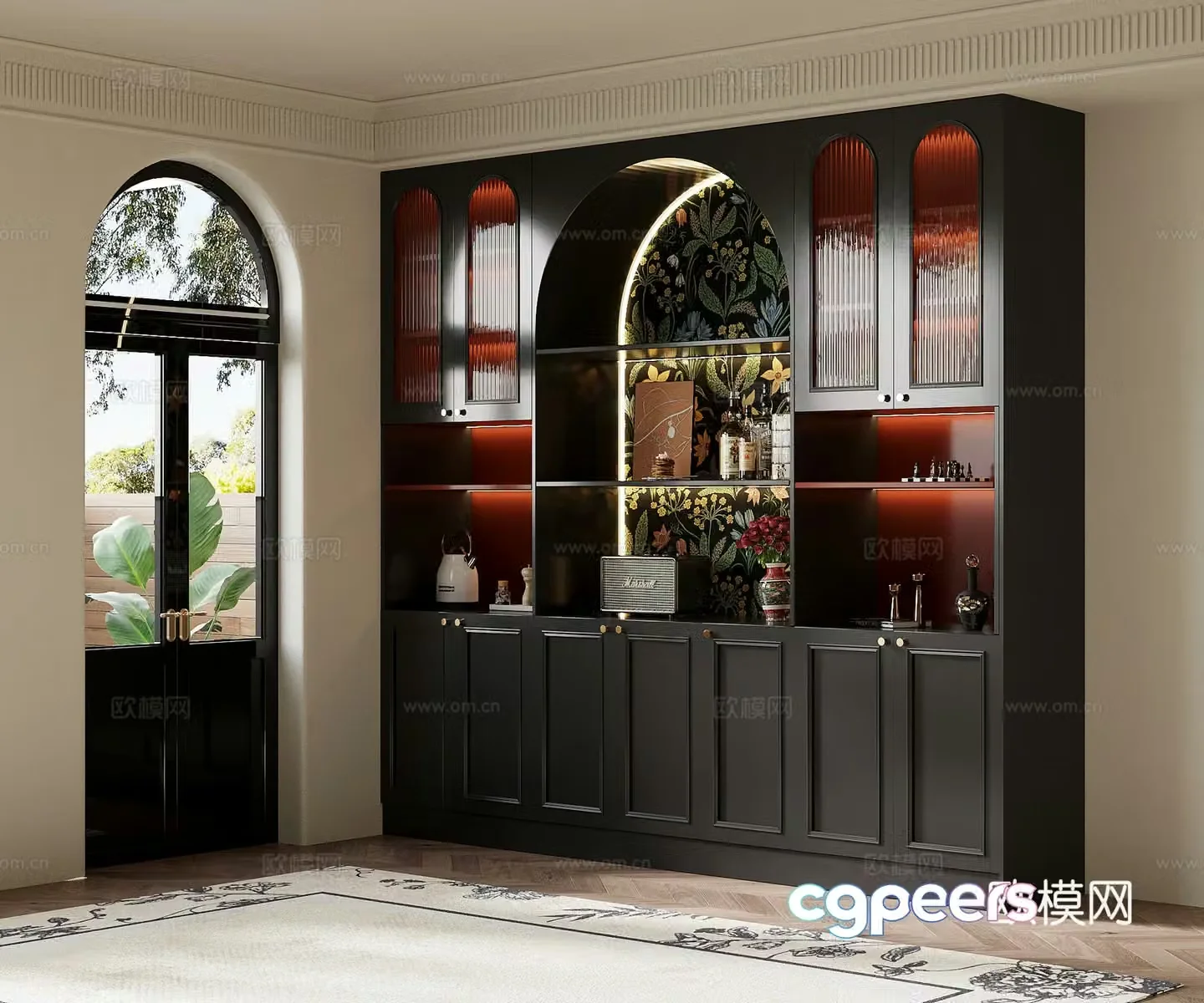 Wine cabinet French retro style wine cabinet sideboard 3D model