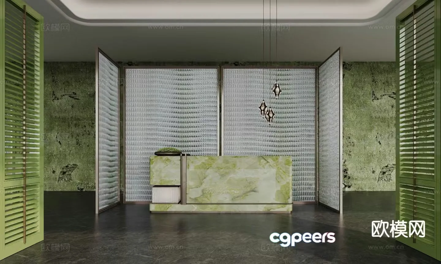 Modern front desk reception desk 3d model