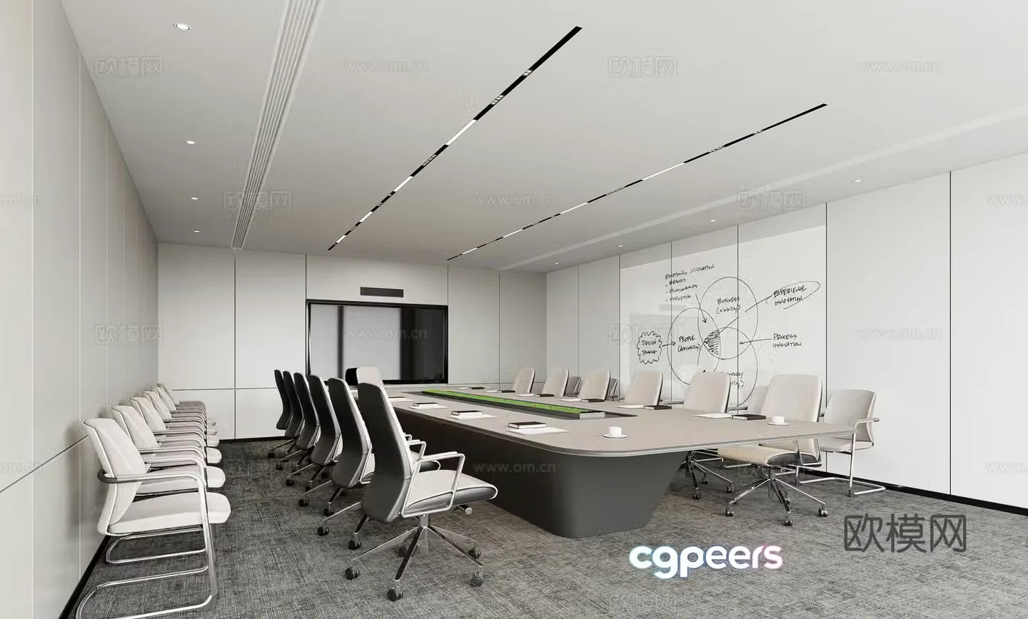 Modern minimalist conference room 3d model