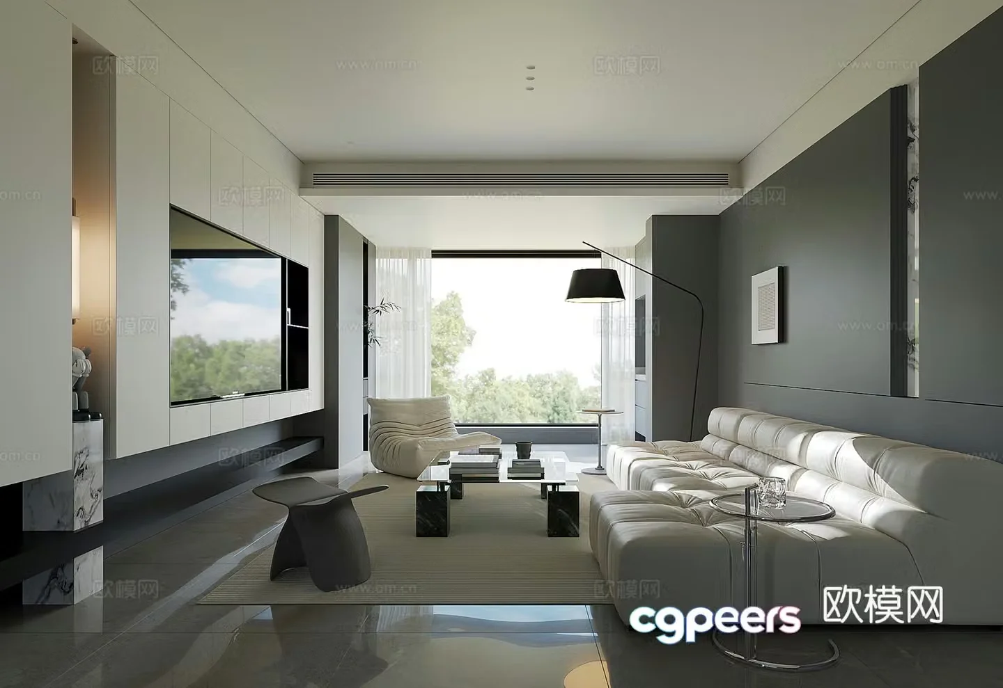 Modern home living room 3d model