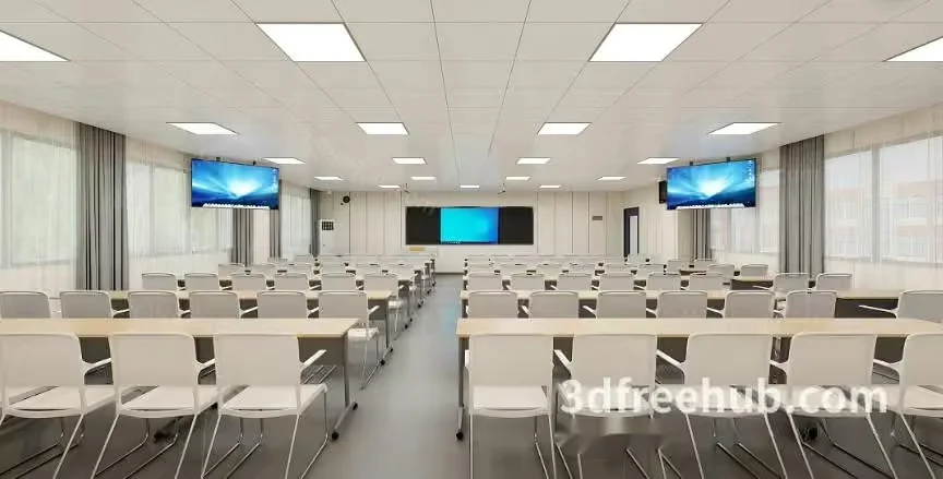 A Large Empty Classroom 3D Model – 23507 – VRAY Render