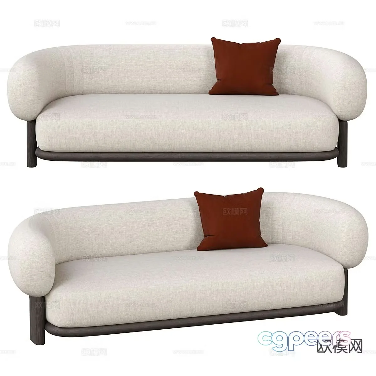 Three seater sofa upholstered sofa 3d model