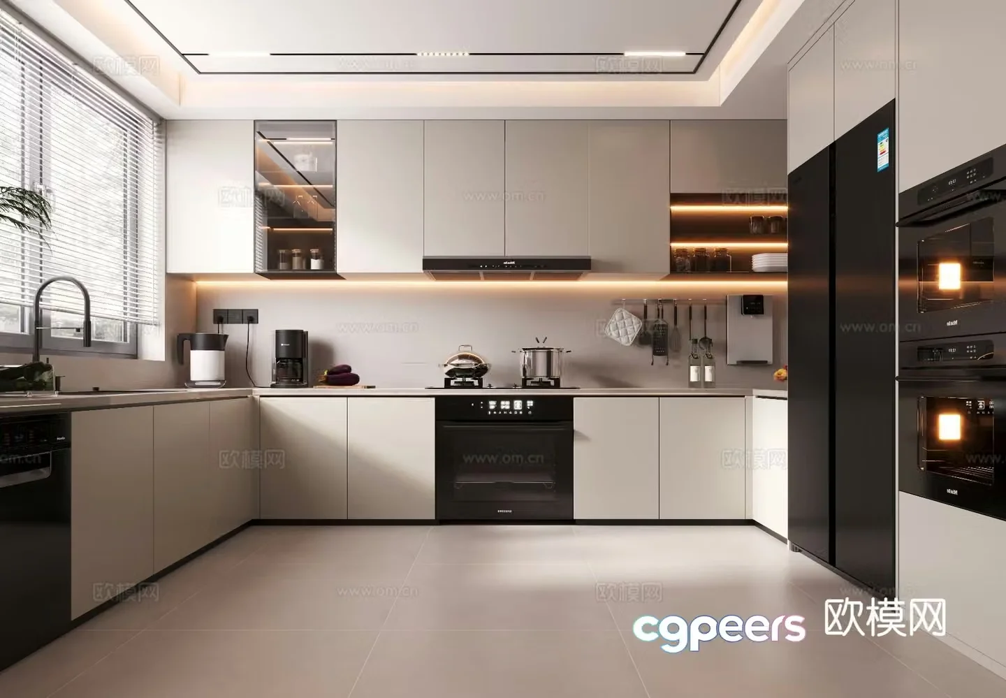 Modern minimalist kitchen 3d model