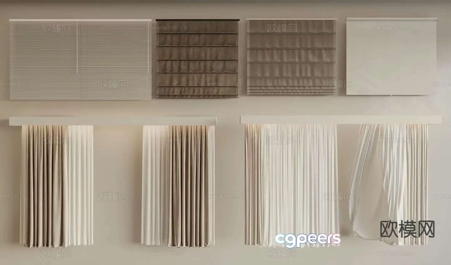 Modern fabric curtain 3d model
