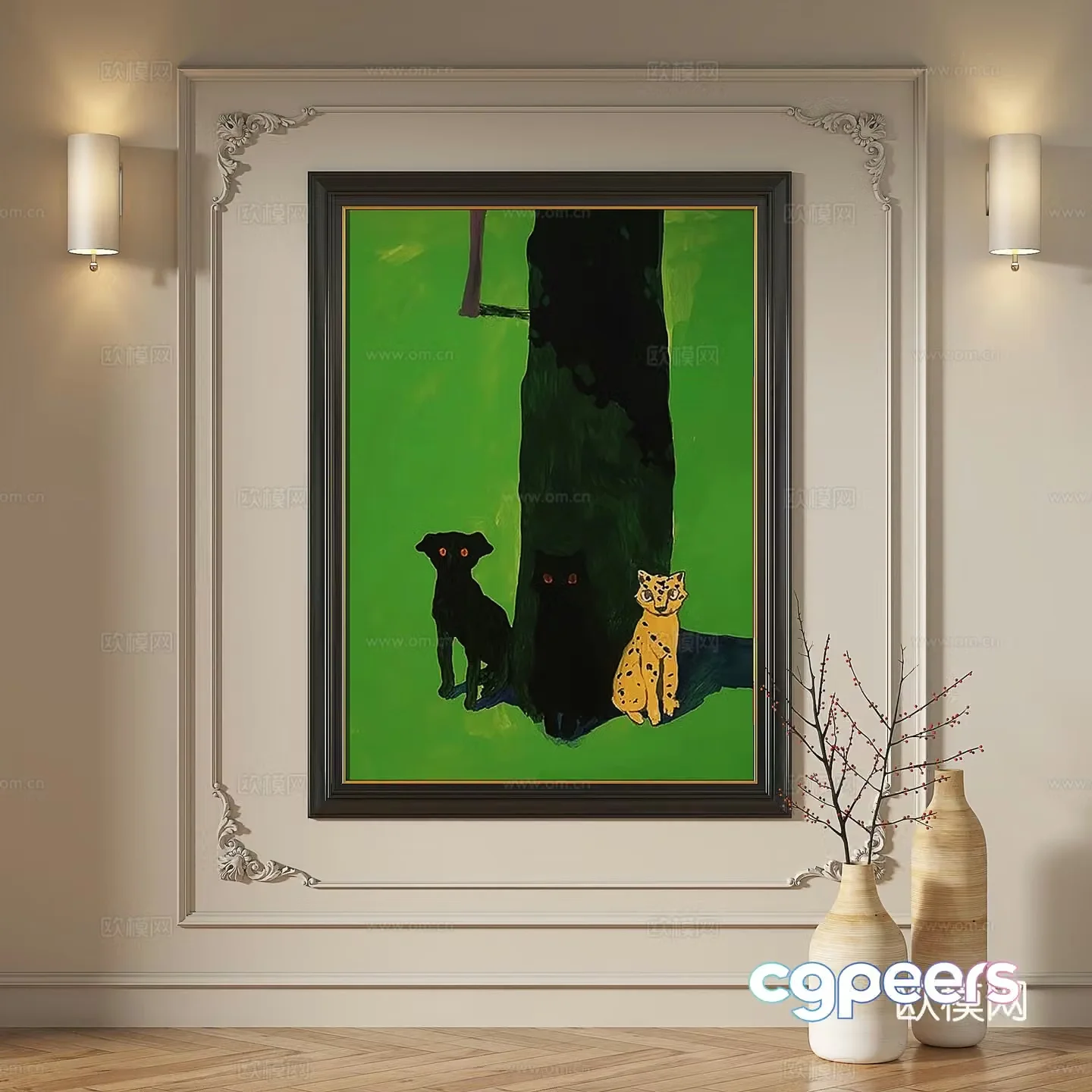 French retro modern European medieval abstract simple light luxury decorative painting 3d model
