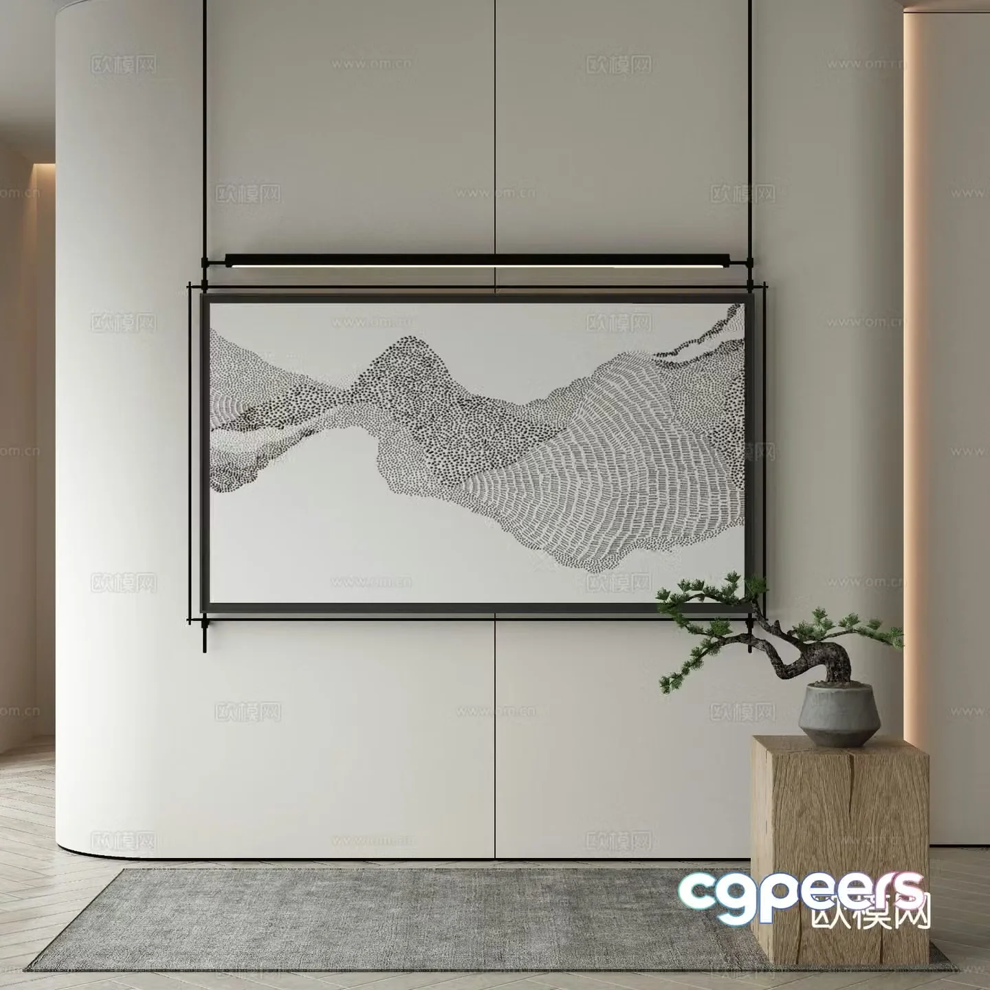 New Chinese texture painting decorative painting 3D model