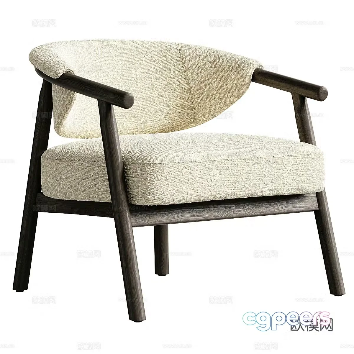 New Chinese style fabric wooden armchair 3D model