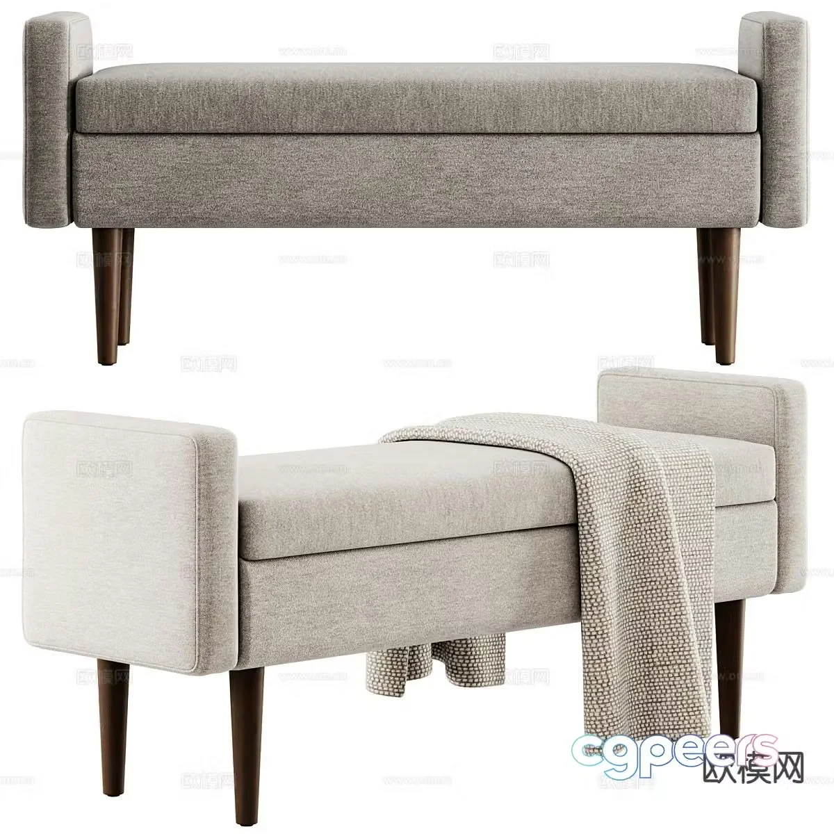 Modern footrest bedside stool 3d model