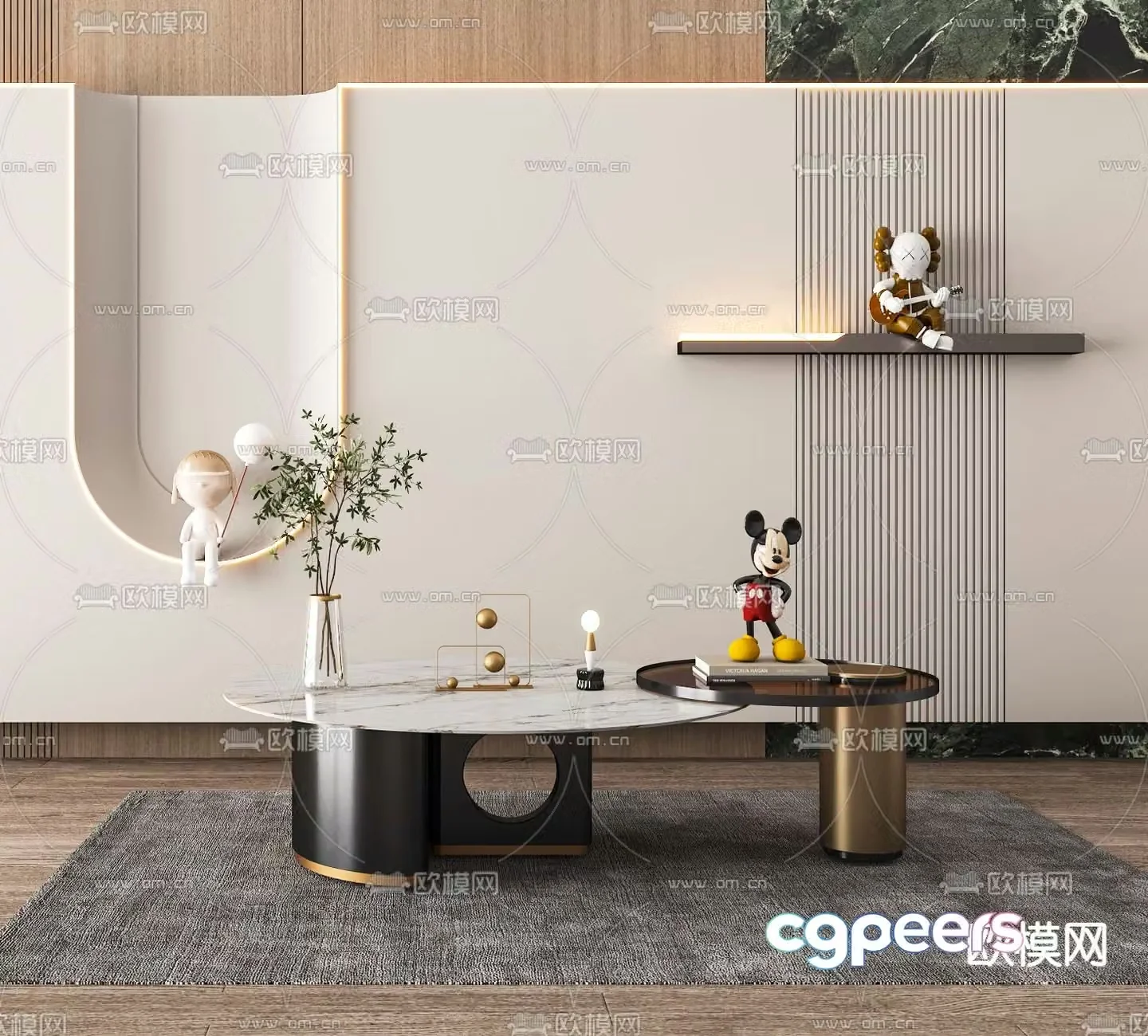 Minotti modern double coffee table 3d model