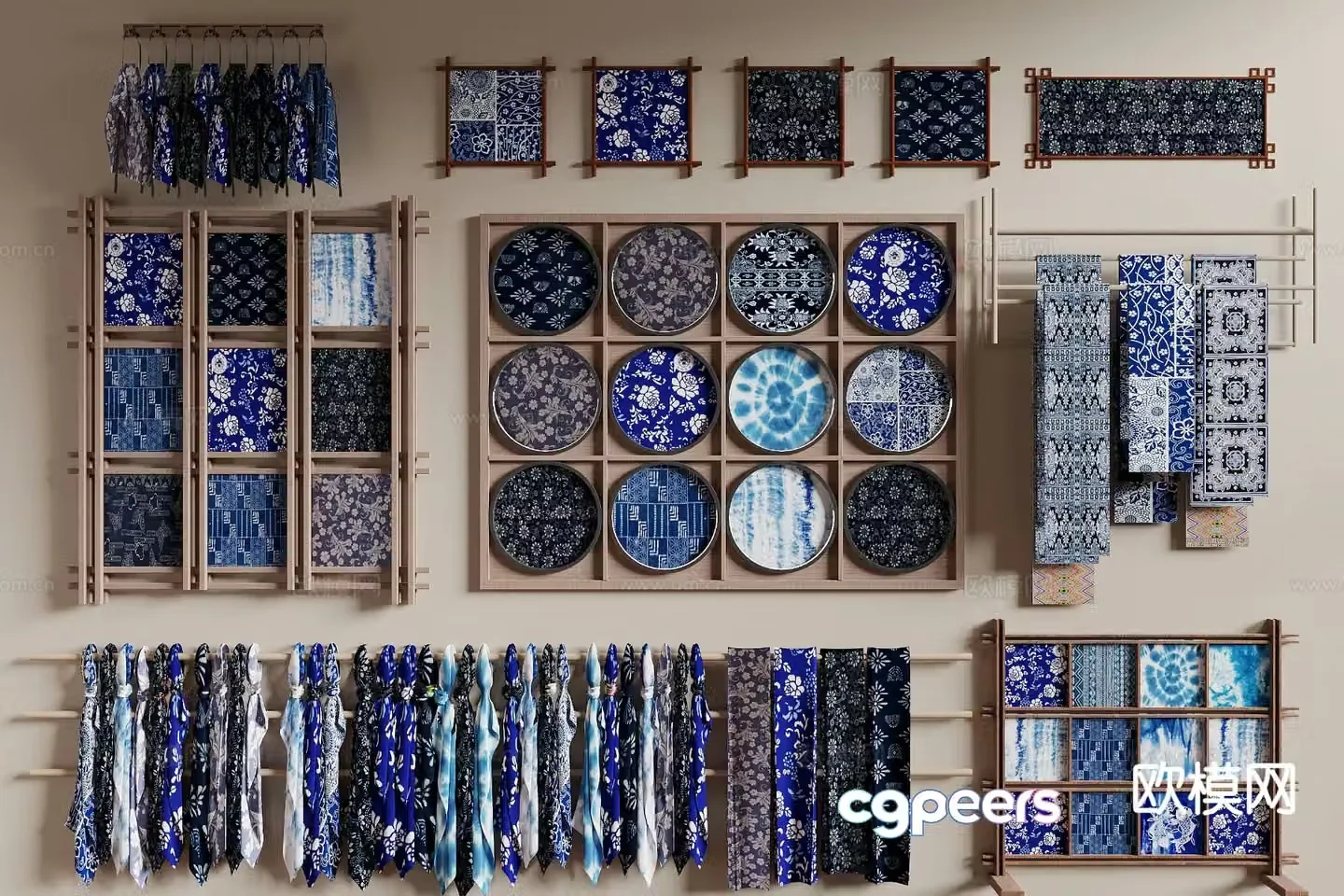 Chinese style ethnic dyeing and art display 3D model