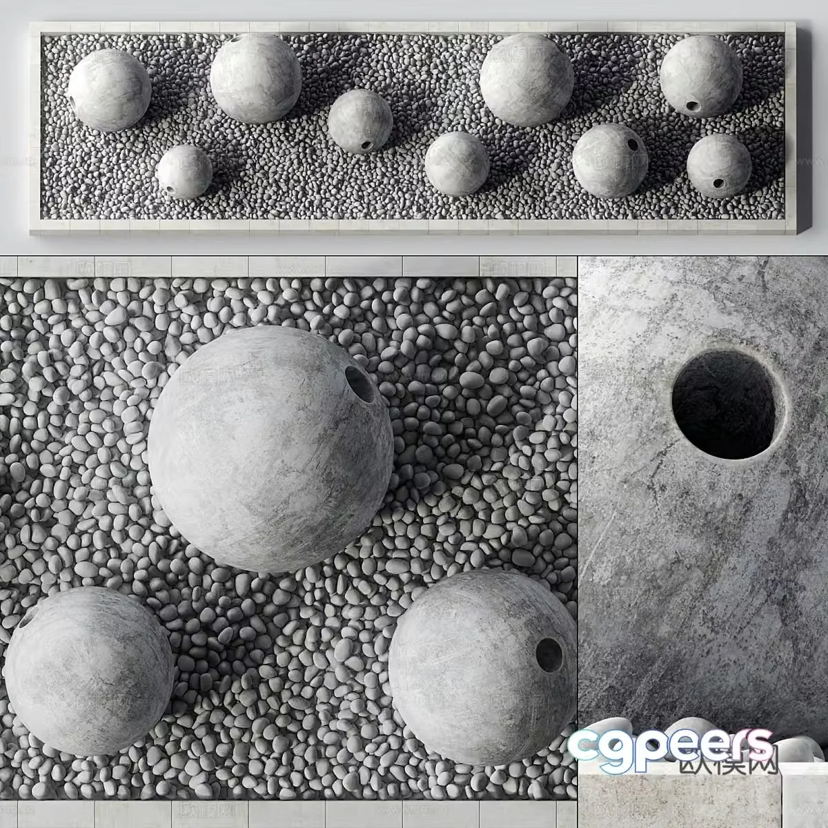 New Chinese style courtyard cobblestone landscape stone 3d model