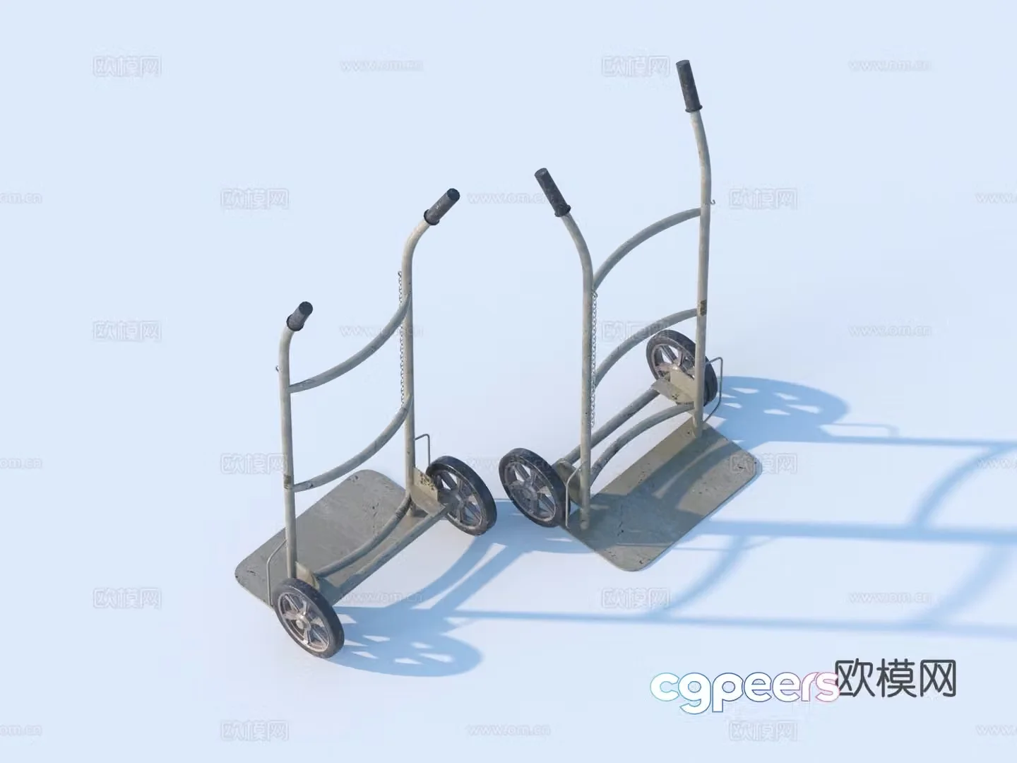Hand cart manual goods push 3D model