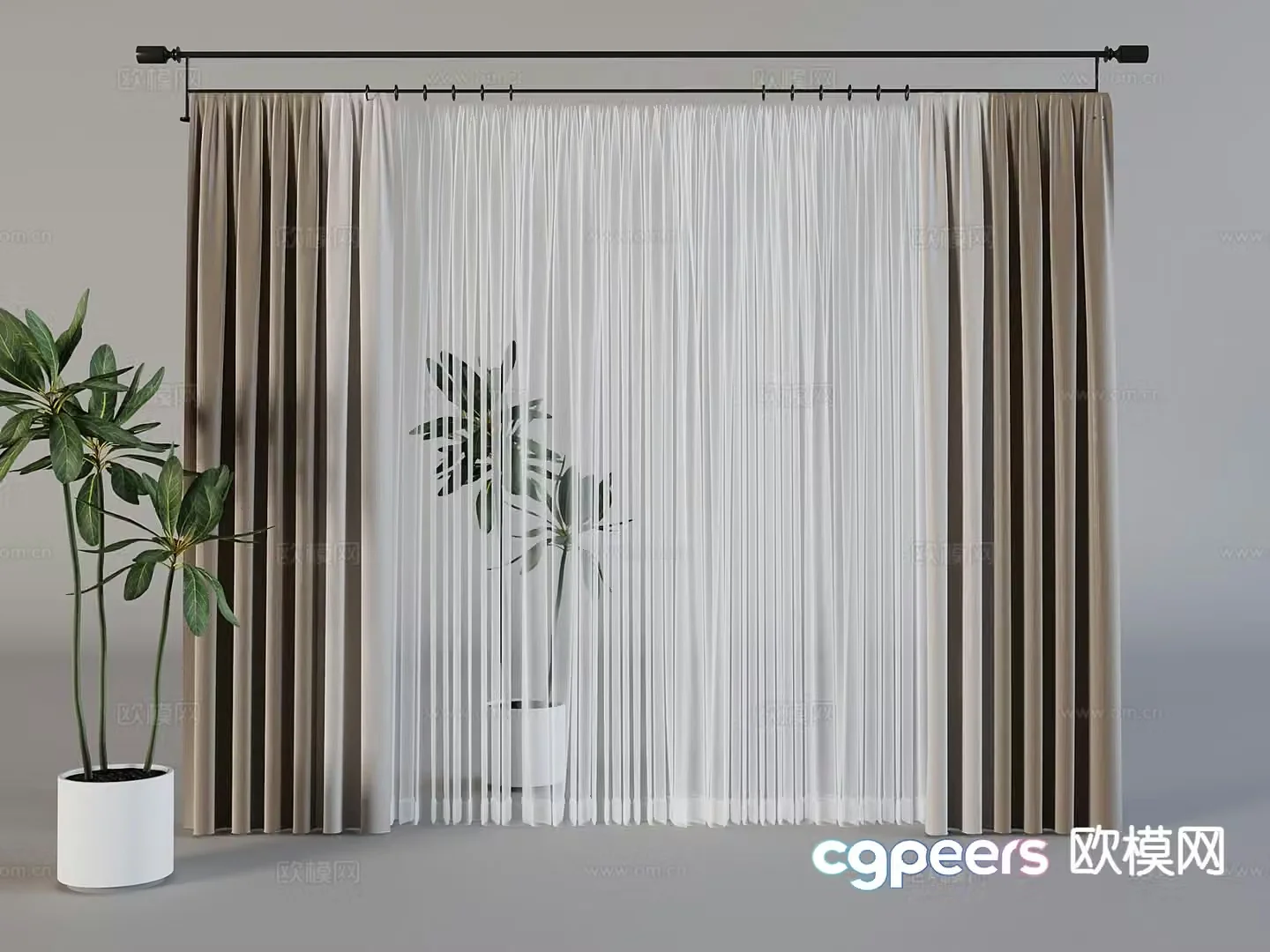 Modern curtain gauze curtain 3d model