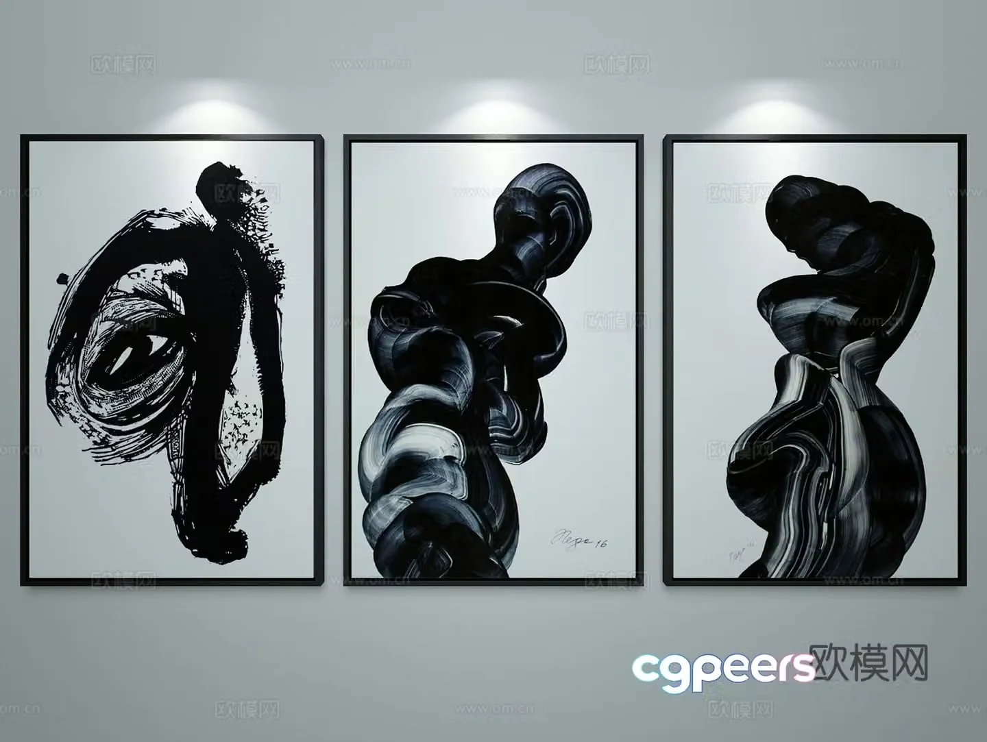 Abstract painting decorative painting ink painting hanging painting 3D model