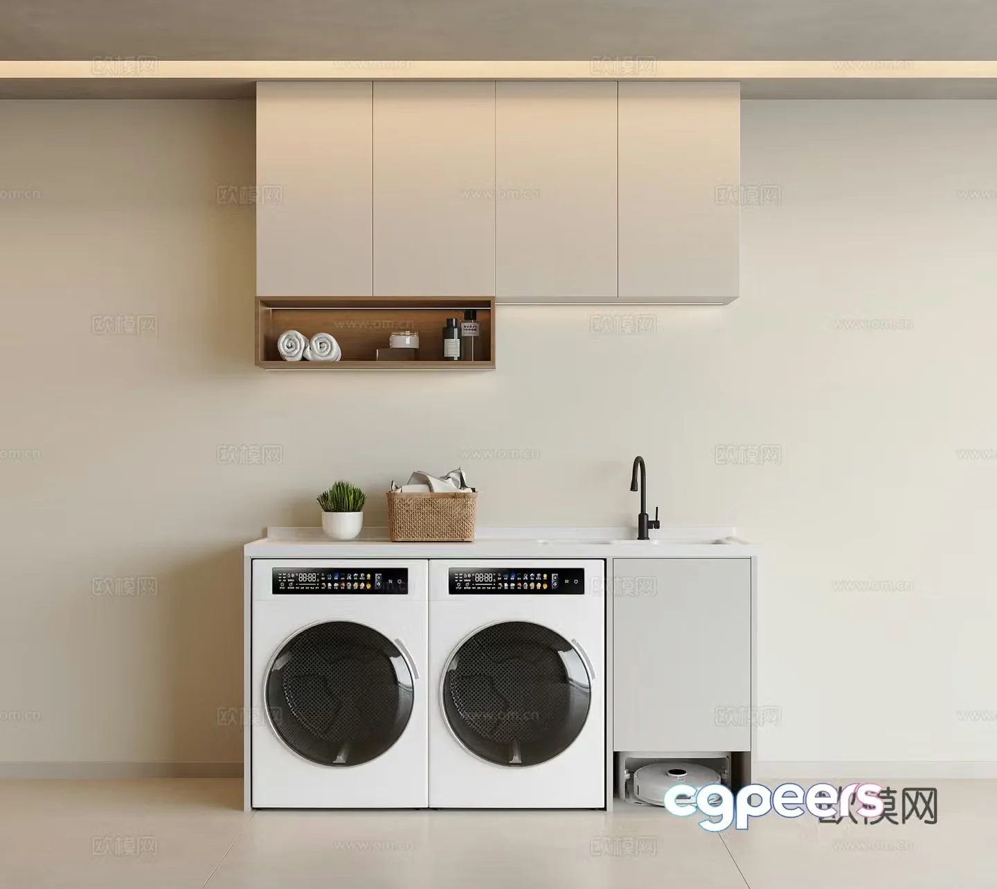 Modern washing machine cabinet Balcony washing machine cabinet Balcony cabinet Dryer Washing machine Sweeper 3D model