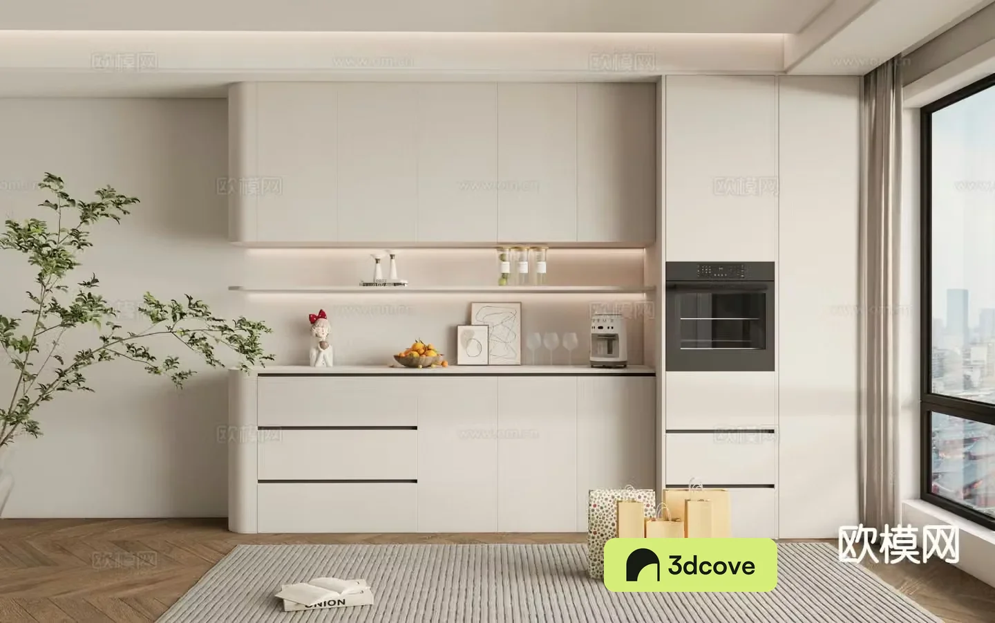 Creamy Wind Wine Cabinet Side Cabinet