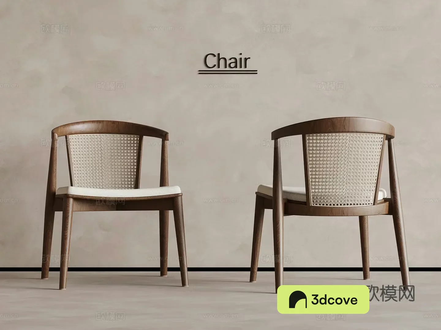 Medium style single chair casual chair rattan chair 3d model