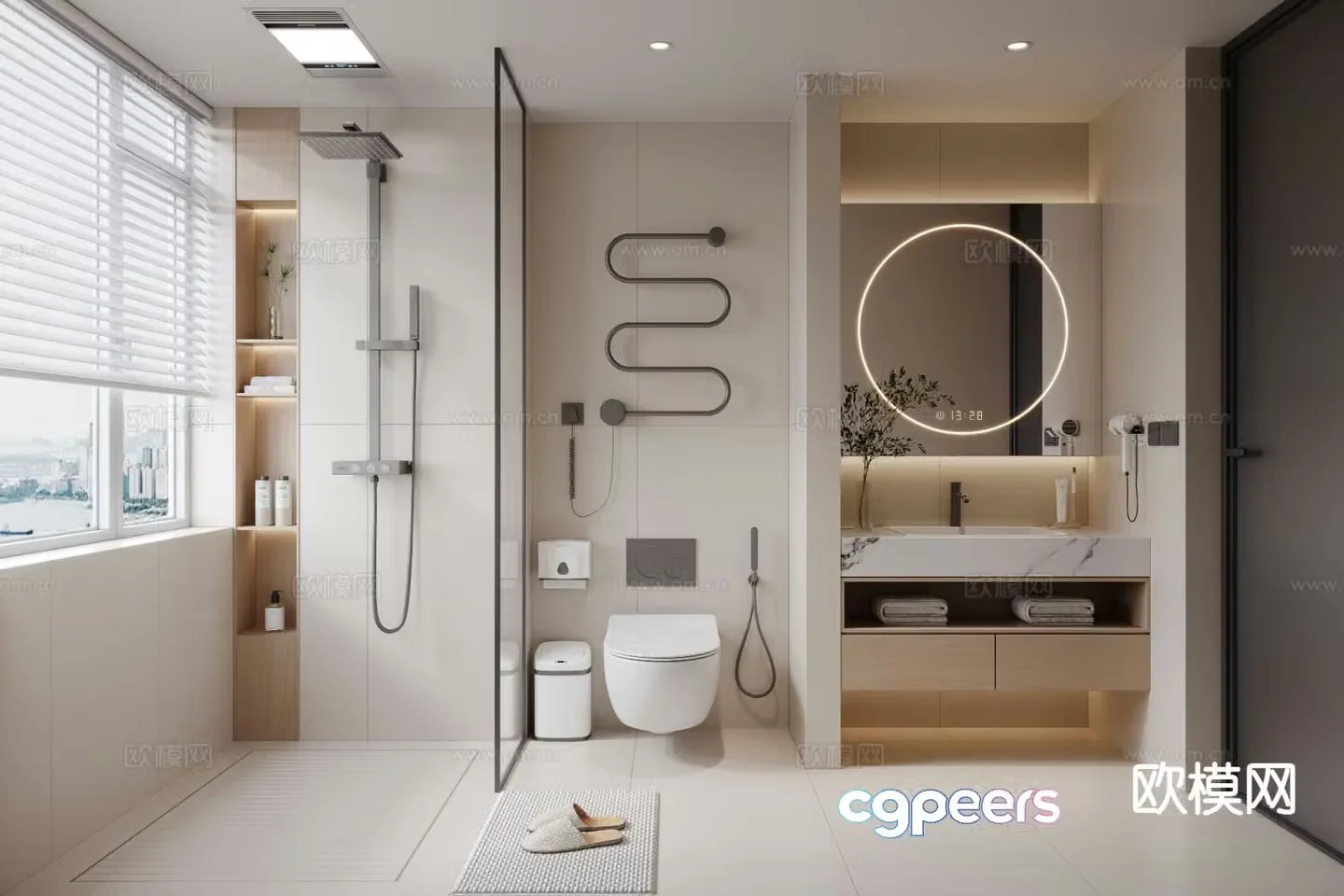 Cream style bathroom bathroom toilet 3d model