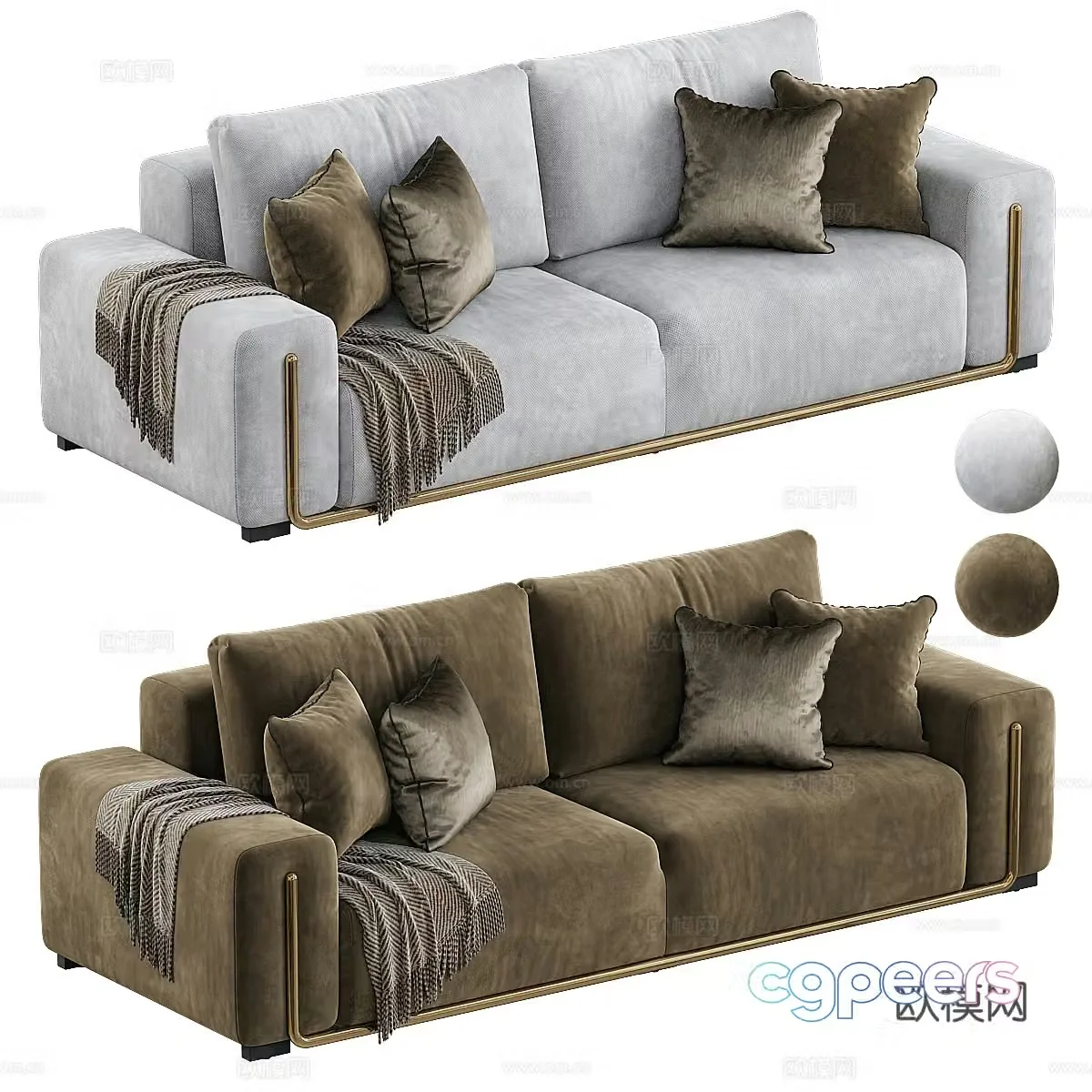 Light luxury double sofa 3D model