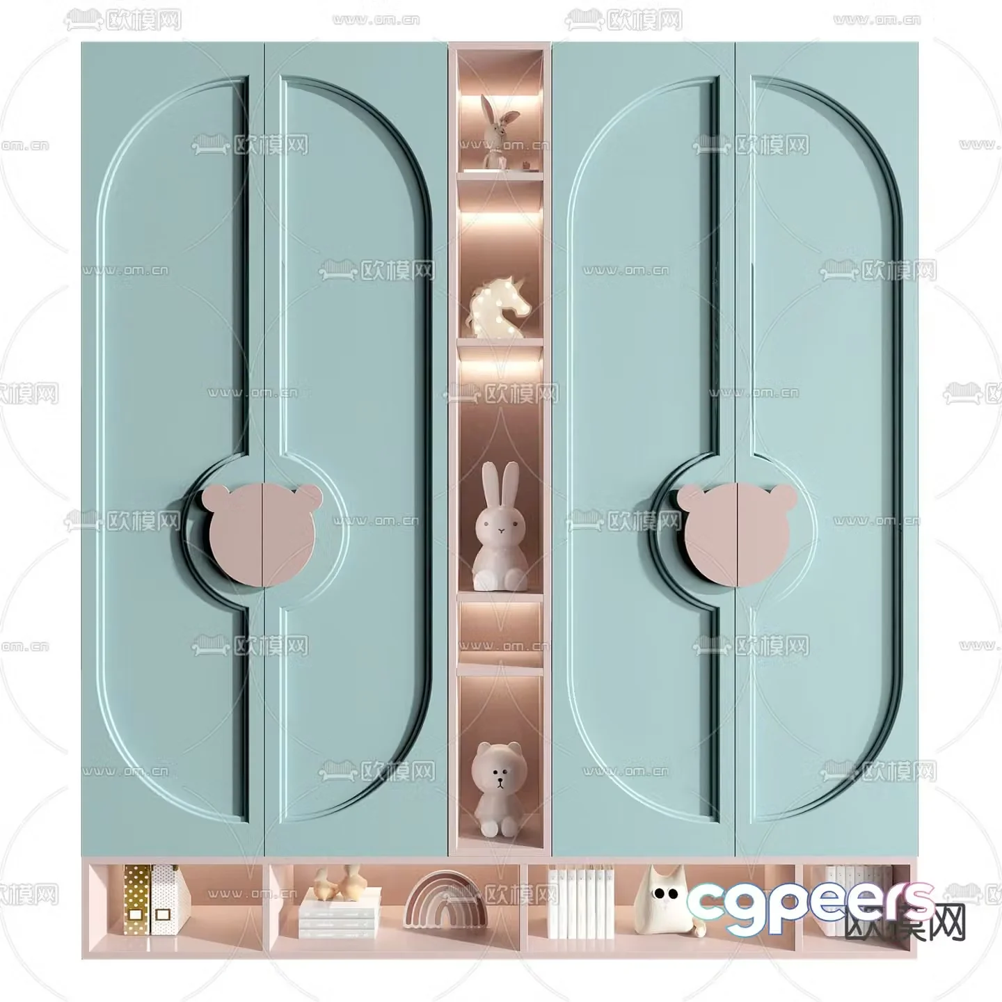 Children’s bookcase storage cabinet 3d model
