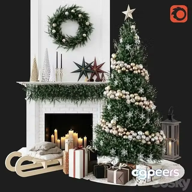 3ds Max Free – Christmas Decorative set sk_1 (Corona)