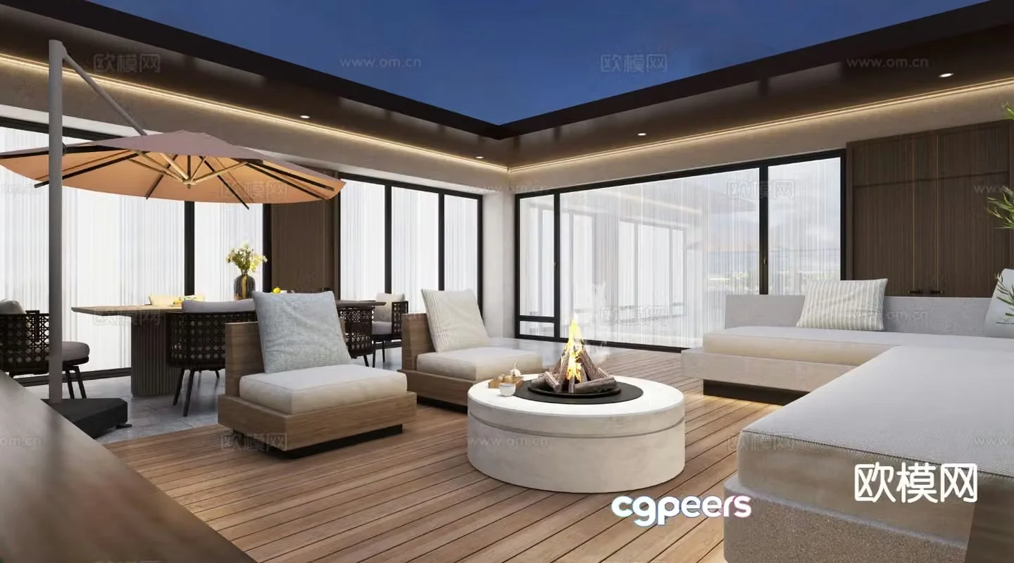 Modern terrace garden 3d model