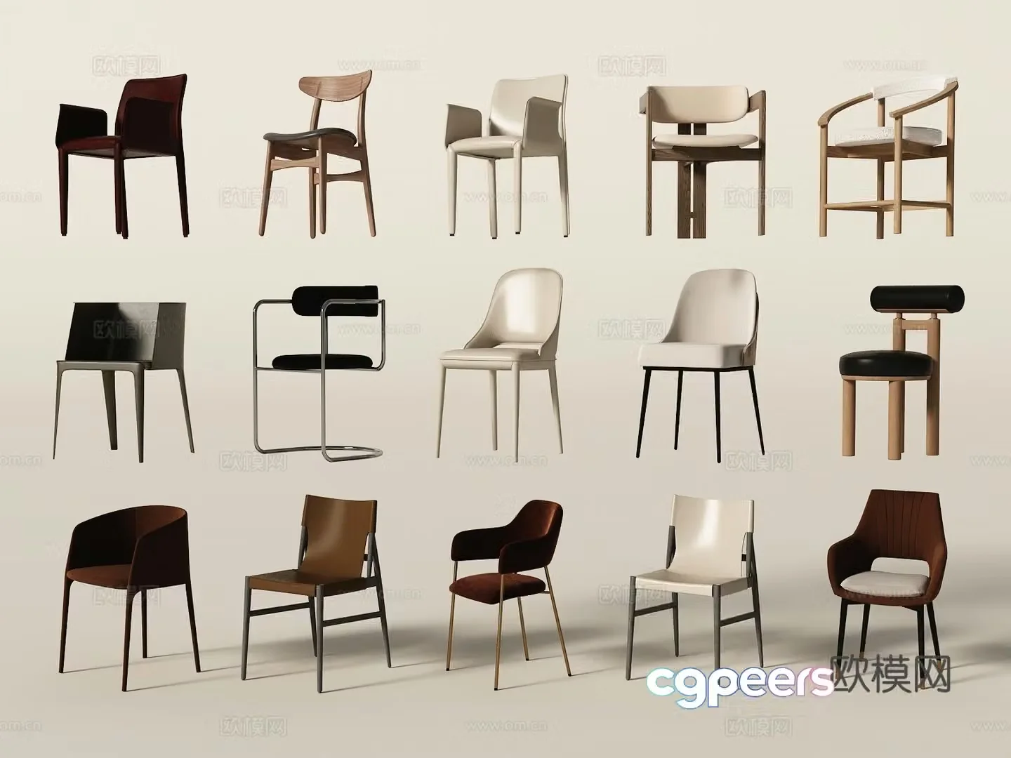 Modern dining chair single chair 3d model