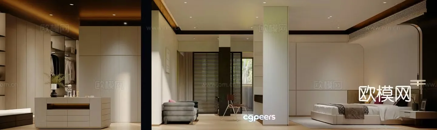 Modern bedroom suite 3d model