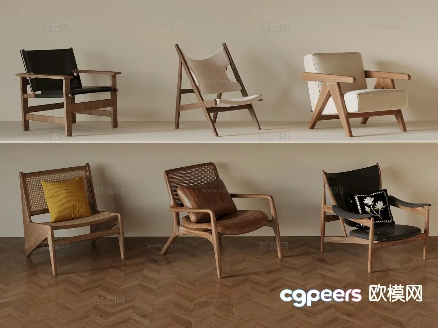 Medieval style chair leisure chair 3d model