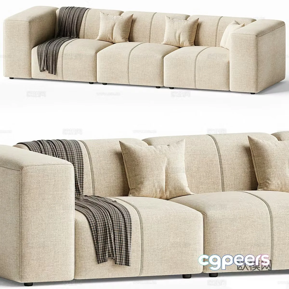 Three-person sofa 3d model