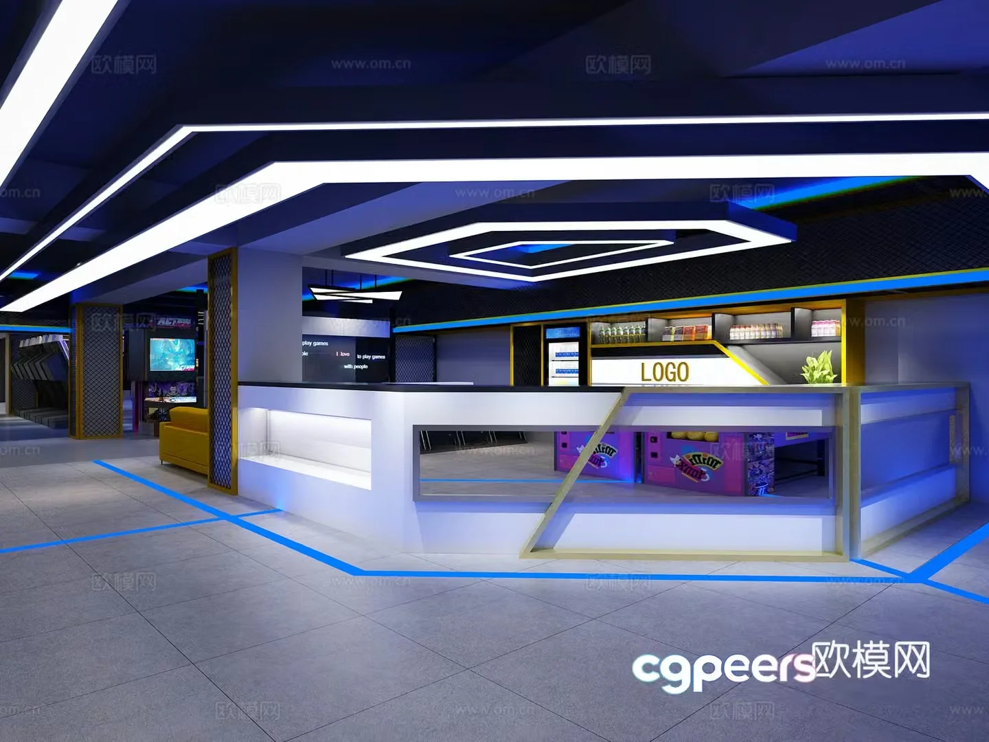 Modern game arcade entertainment city 3d model