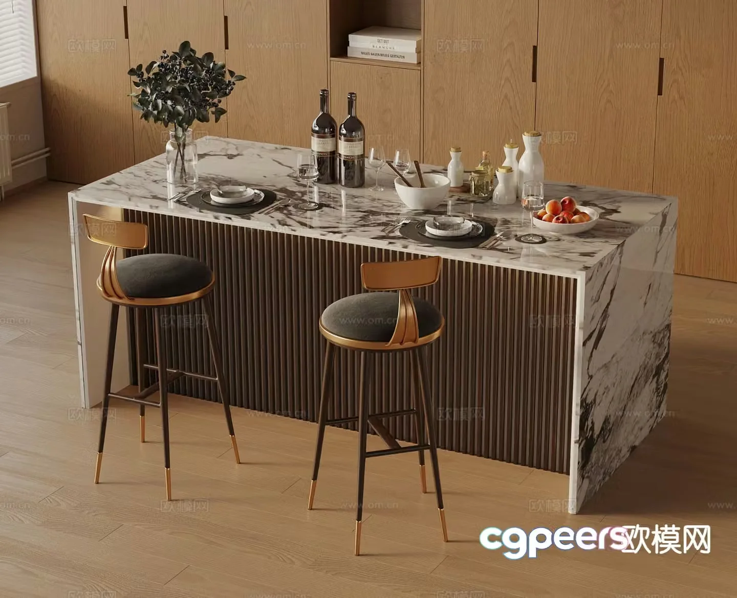 Light luxury bar bar chair 3D model